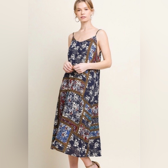 Umgee Dresses & Skirts - Umgee Sleeveless Floral Patchwork Midi Dress